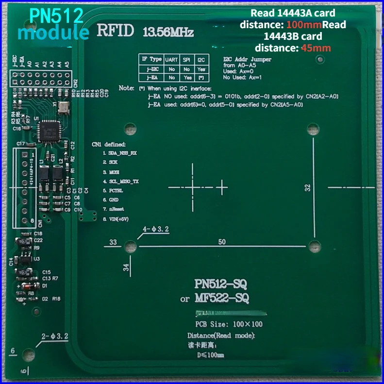 PN512  RFID/NFC Reader Module Compatible with MFRC522/523 Long Distance 100mm