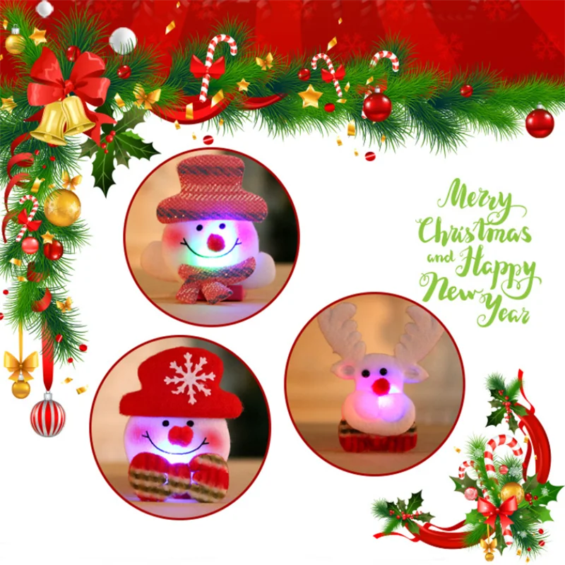 Christmas decoration items, luminous brooch, chest badge, elderly snowman, bear, Christmas gift image 3