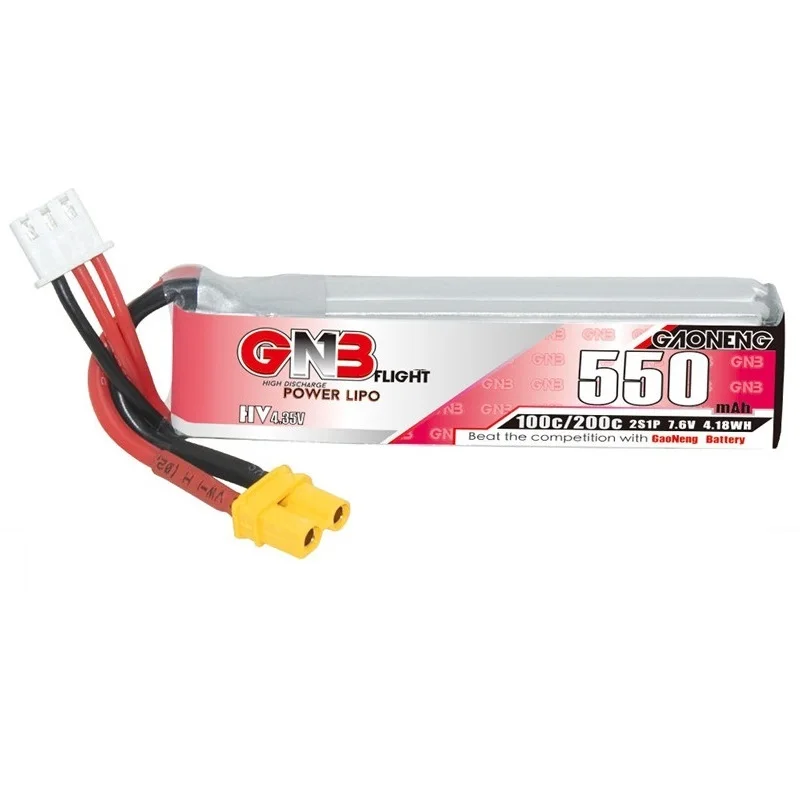 GNB 2S 7.6V 550mAh HV Lipo Battery For Happymodel FPV Racing Cine Whoop BetaFPV RC Drone 7.6V Battery 100C With XT30U-F Plug