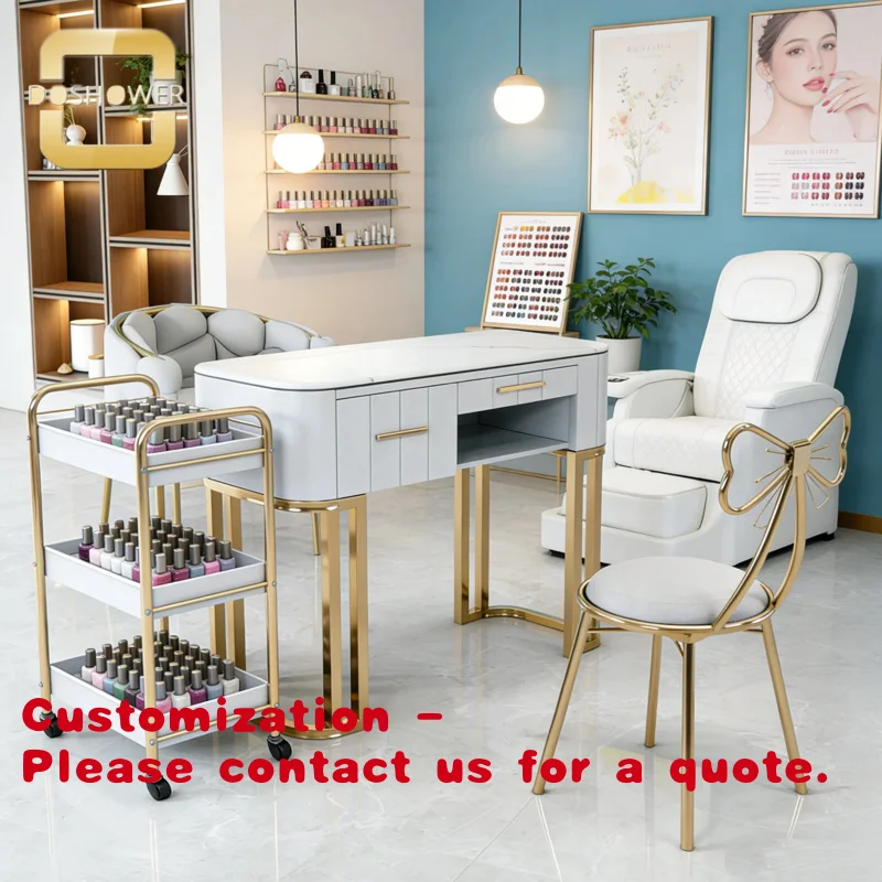

Customize.High-Quality Professional Manicure Table with Ample Storage Custom Nail Station Desk Nail Salon and Nail Studio Fu