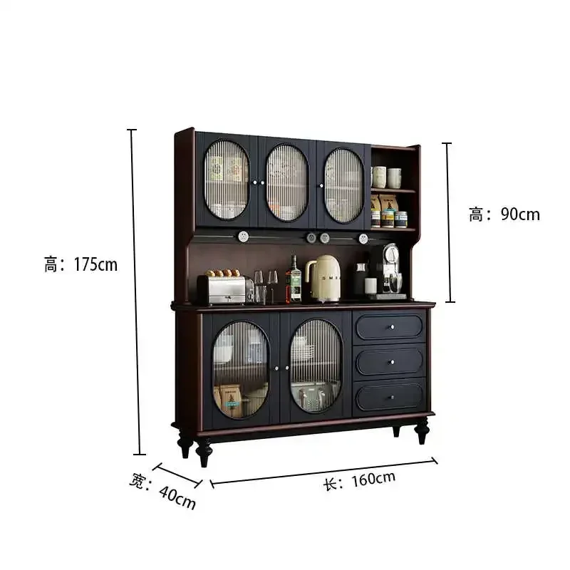 

Medieval style dining side cabinet All solid wood tea cabinet French storage restaurant storage bowl cabinet