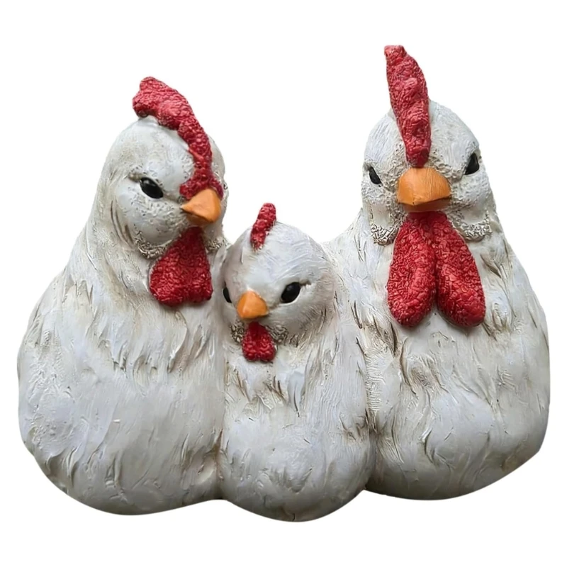 Hand Painted Rooster And Hens Planter Container For Growing Small Plant Indoors 3XUF