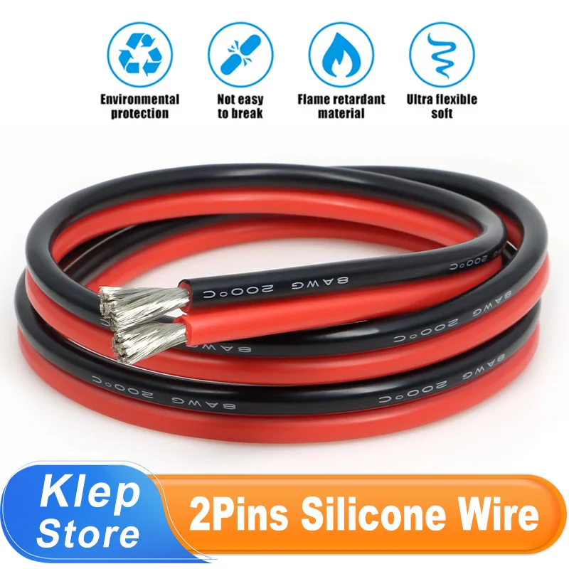 1-20m 2Pin 30 28 26 24 22 20 18 16 14 12 10 8AWG Silicone Wire High Temperature Tinned Copper Wire for Automotive LED Light Line