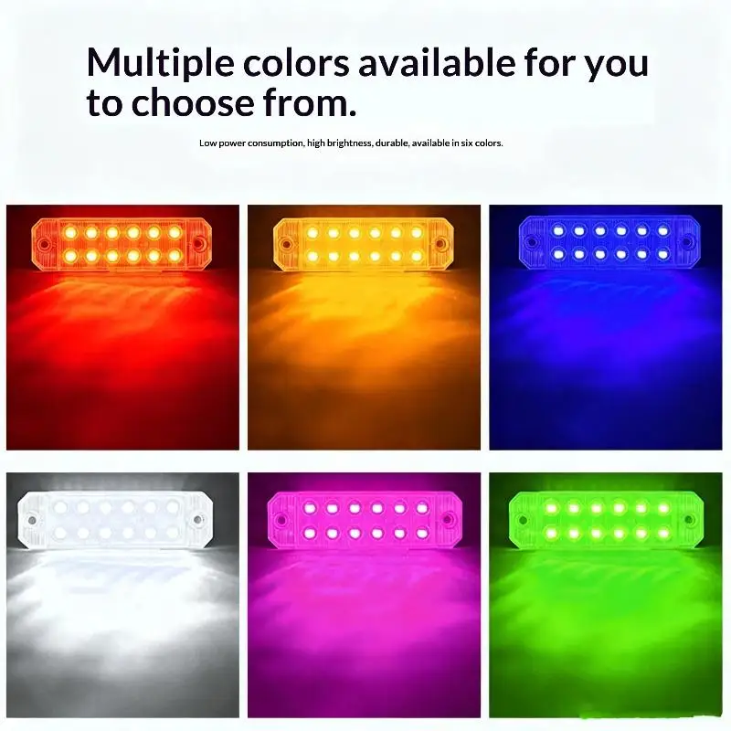 【CR】Multi Color Waterproof Strobe Warning Lights 12 LED Dual Row Super Bright 1Pcs for Emergency Vehicle Use