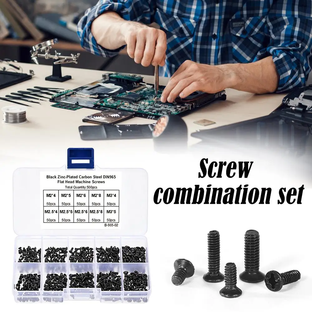 Screw Set M2 M2.5 M3 Machine Laptop Screws Flat Head Drive Accessories For Repair Computer Electronic Laptop Screws Kit