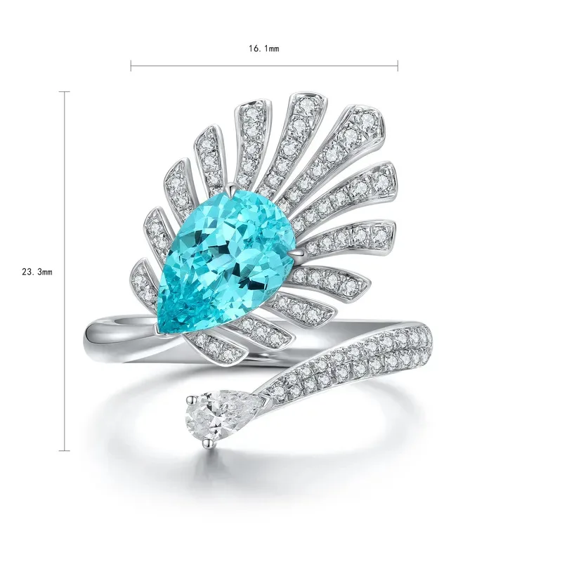 Lab Grown Paraiba Blue Diamond Ring Set in 925 Sterling Silver