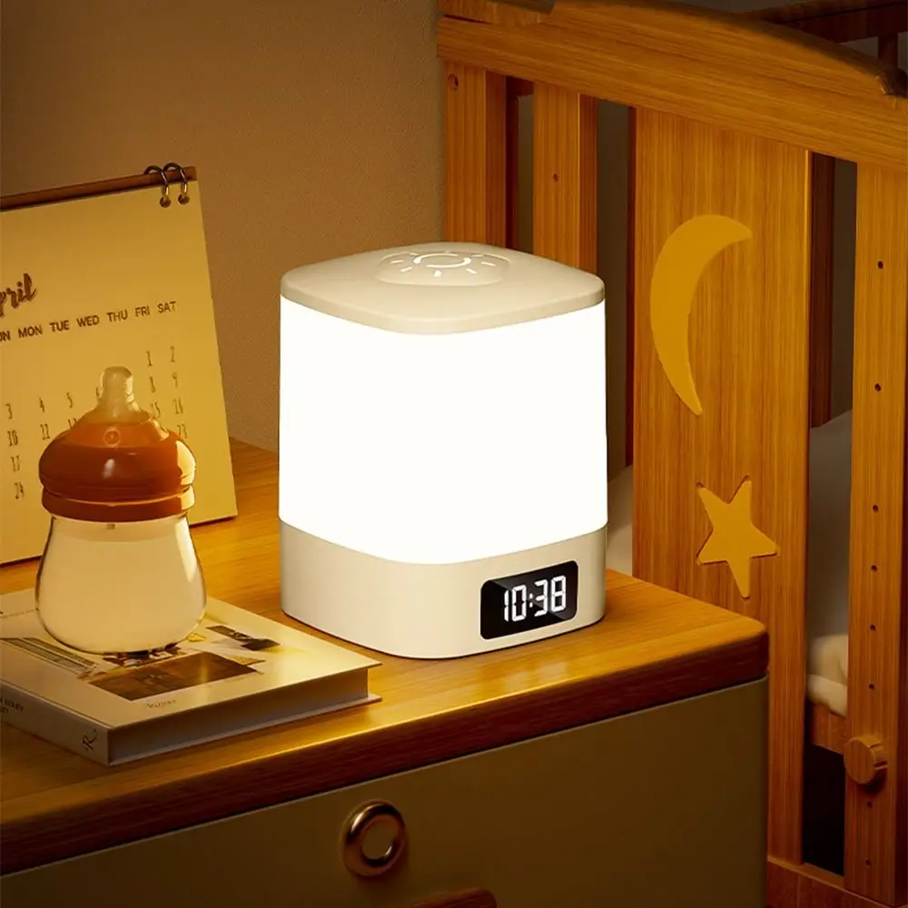 Portable Touch LED Night Light Time Display Dimmable Light Clock Night Light Wireless Remote Control Desk Lamp Bedroom Lighting