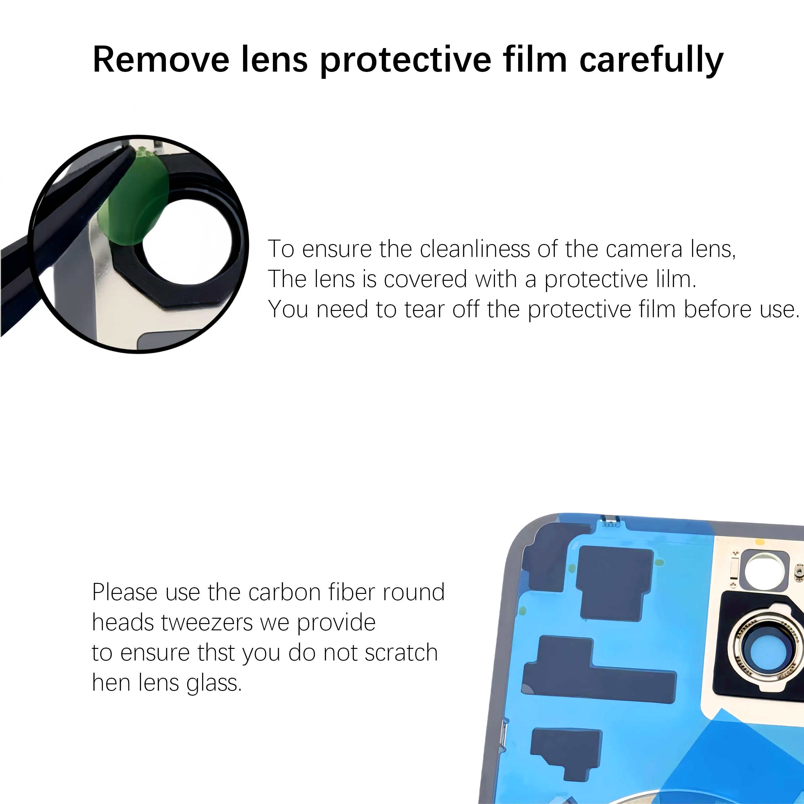 بديل الزجاج الخلفي لهاتف iPhone 15 - غطاء خلفي بإطار مقاوم للماء وعدسة الكاميرا ومجموعة أدوات إصلاح احترافية