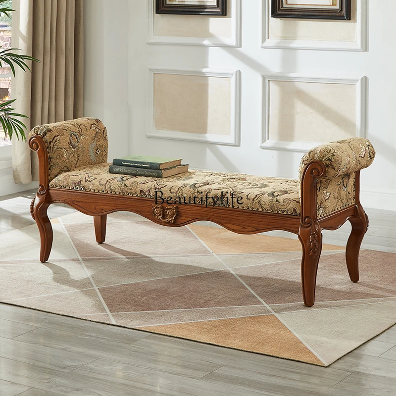 

*American style bedside stool bedroom solid wood bedside stool long strip bedside stool European style