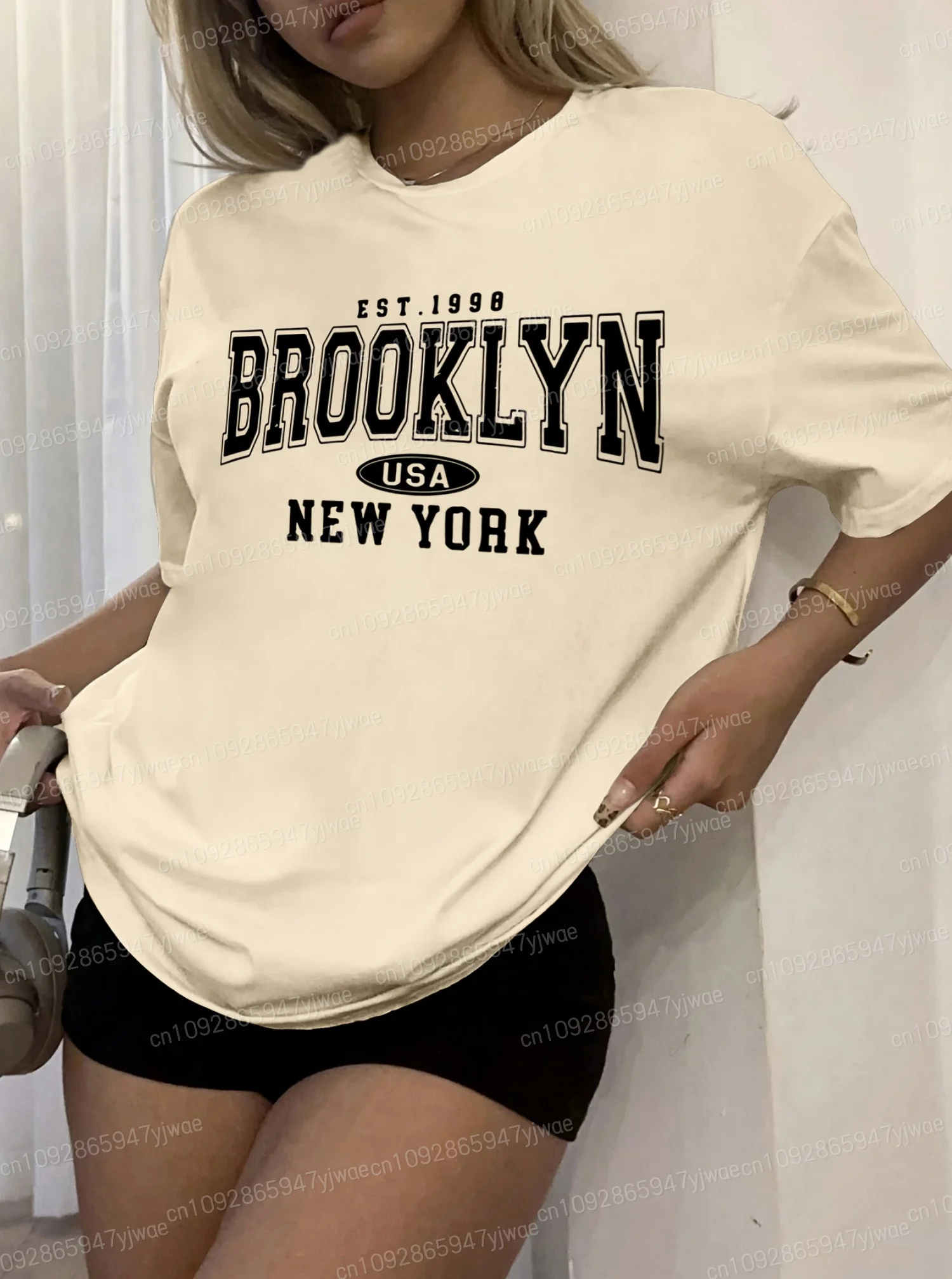 2025 Vrouwen BROOKLYN NEW YORK Print O-hals Korte Mouw T-Shirt Zomer Tee Baseball Jerseys Streep plus size vrouwen Sport T-Shirt