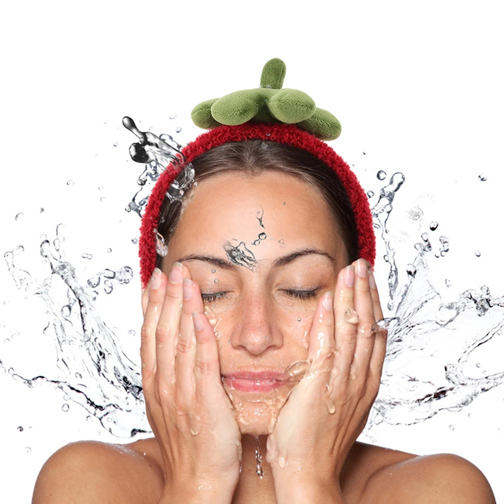 3 قطع من عصابة الرأس الكرتونية على شكل فراولة لطيفة للنساء في الصيف وحفلات الشاطئ والسبا والمكياج وغسل الوجه وإكسسوارات حمام السباحة