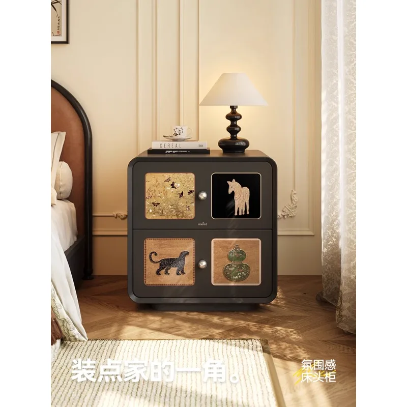 

Small household bedroom light luxury high sense creative black girl storage cabinet