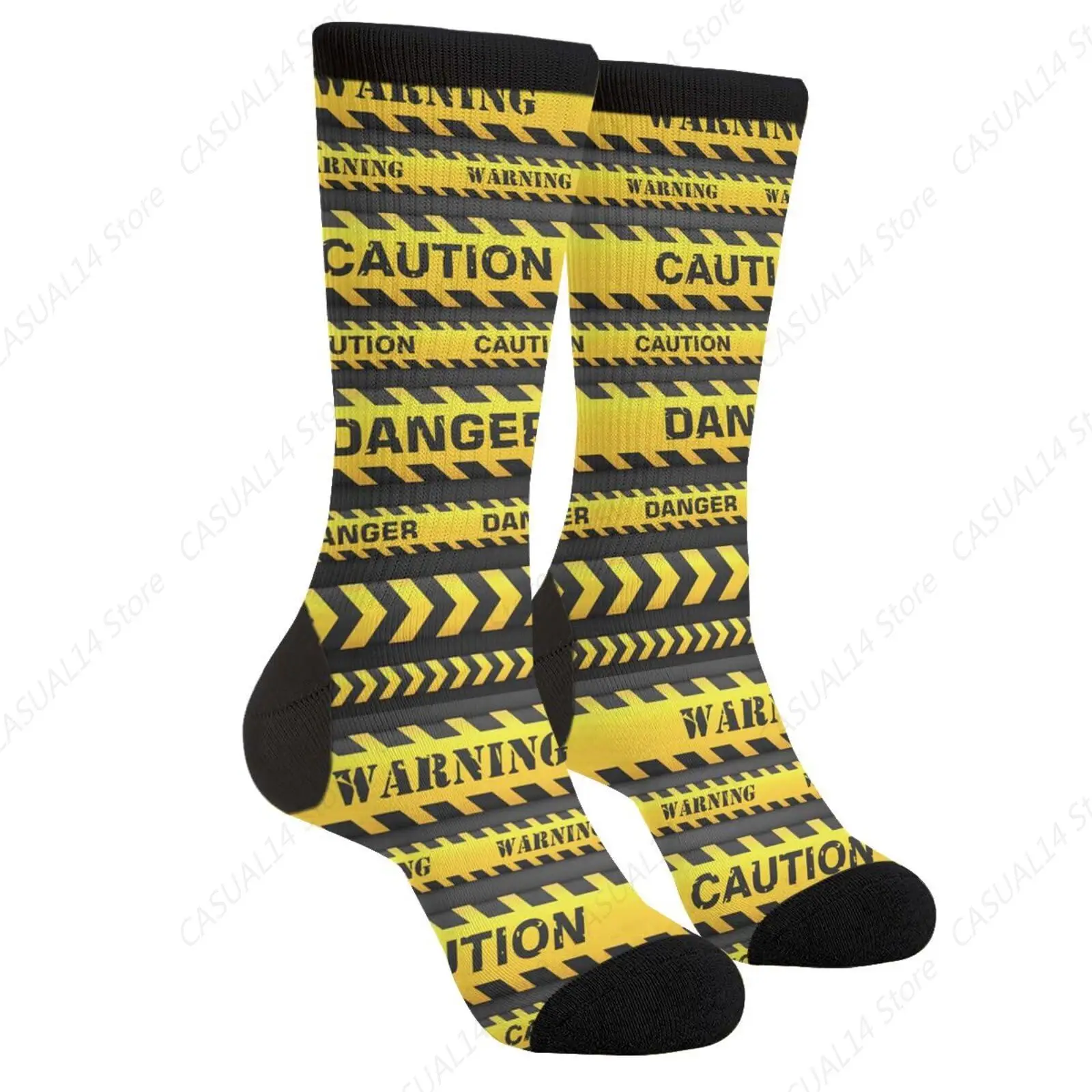 

Police Signs Caution Line Danger Warning Dangerous Zones Yellow Stripes Casual Funny Funky Novelty Socks For Men Women