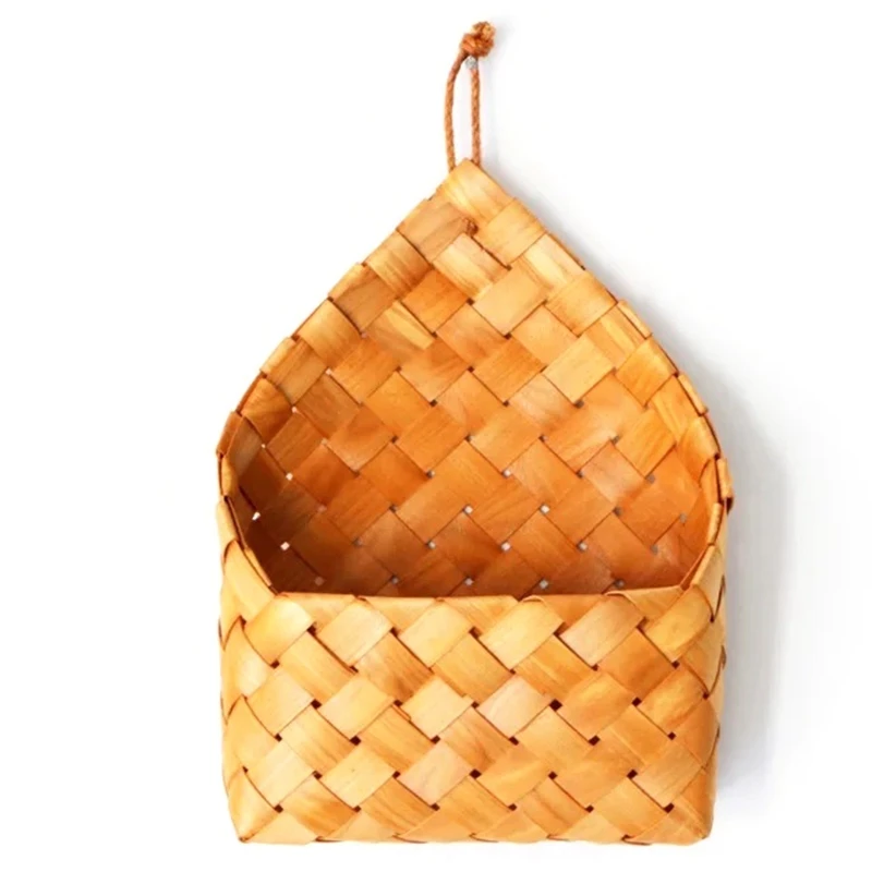 Cestini intrecciati fatti a mano Contenitore per stoviglie per fiori Cucina Appeso a parete Vaso per fiori Contenitore per lettere Cestino portaoggetti