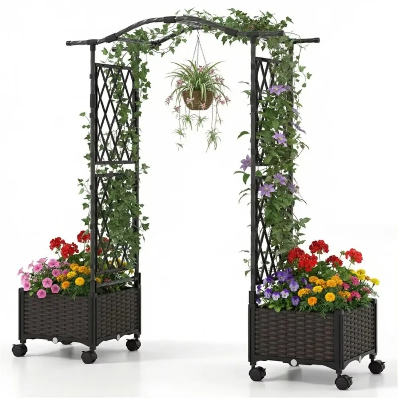 5 'Large Self-Watering Vertical Garden Flower Bed with Lockable Wheels, 2 Configurations, Elevated Terrace Pot