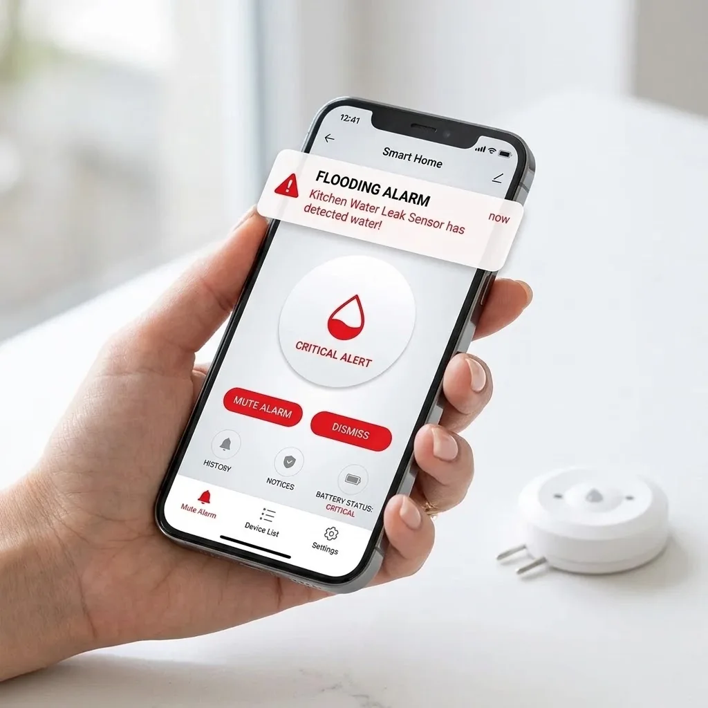 ZigBee Wasserleck-Detektor, Verknüpfter Hochwassersensor, Überlauf-Alarm, Wasserdichter Smart-Home-Sicherheitssensor – Detail 3