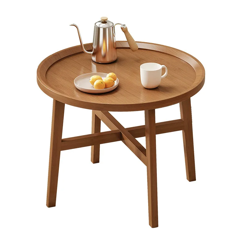 Round Coffee End Table Simple Side Table for Living Room and Balcony Small Bay Window Table