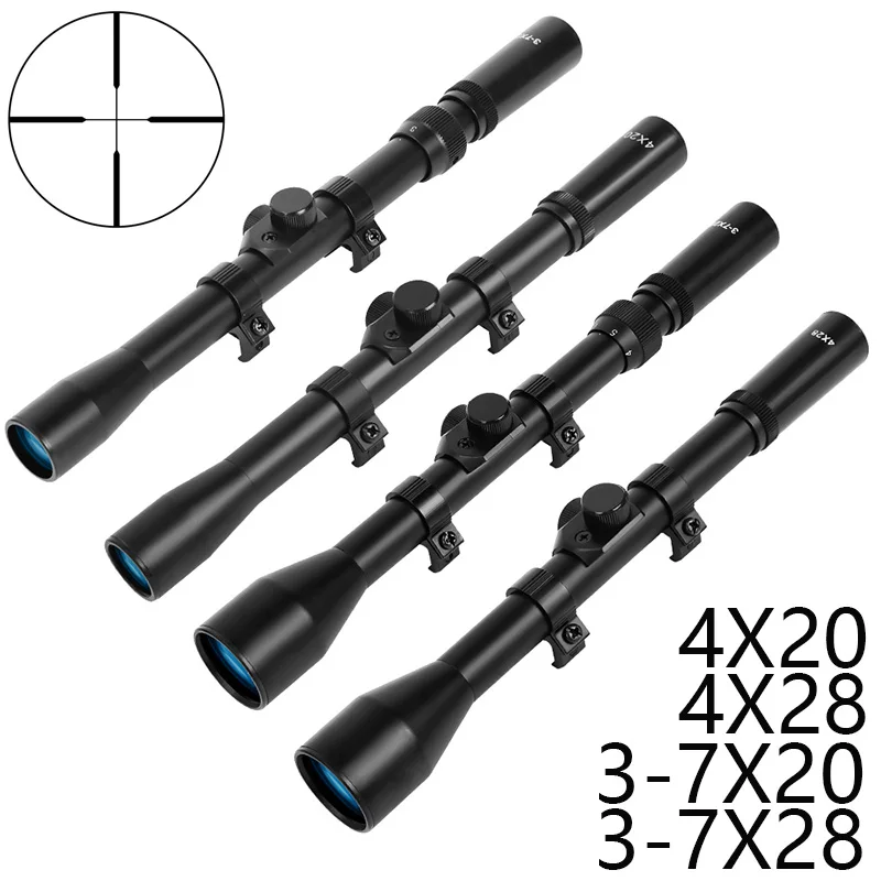 Hunting Riflescope 3-7x28/3-7x20/4x28/4x20 Optical Sight Air Gun Accessories CS Airsoft Rifle Scope for 11mm Dovetail Rail