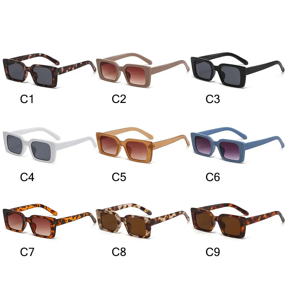 UV400 Small Frame Gradient Rectangle Shades Leopard Sun Glasses Square Sunglasses