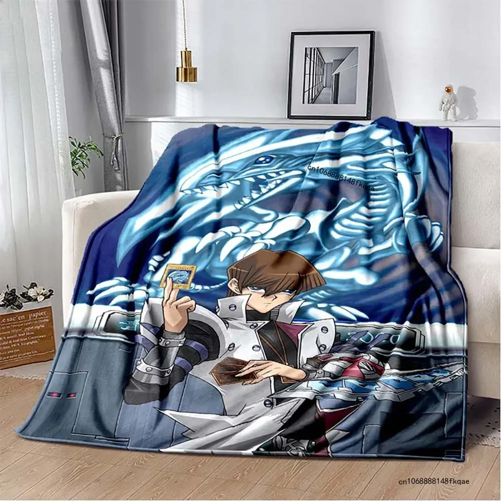 Anime Yu Gi Oh Card Yugioh coperta da tiro occhi azzurri drago bianco Anime cartone animato morbido peluche coperta camera da letto copriletto