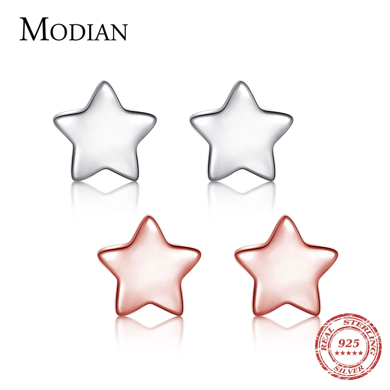 

Modian 2021 Authentic 925 Sterling Silver Exquisite Simple Stars Stud Earrings For Women Fashion Dazzling Party Jewelry Bijoux