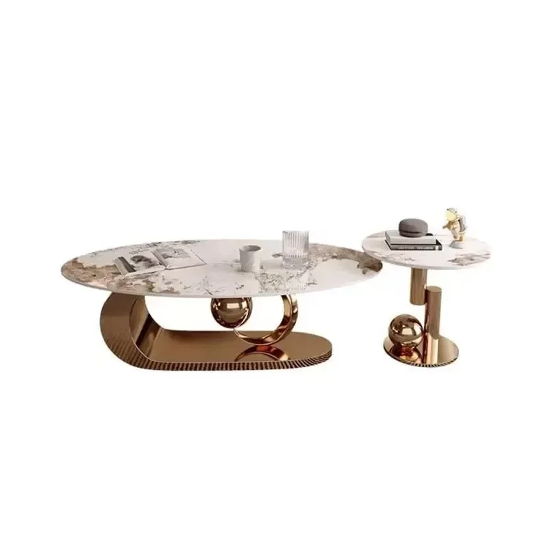 

ls 51 Italian minimalist coffee table living room simple modern light luxury oval rock slab creative tea table