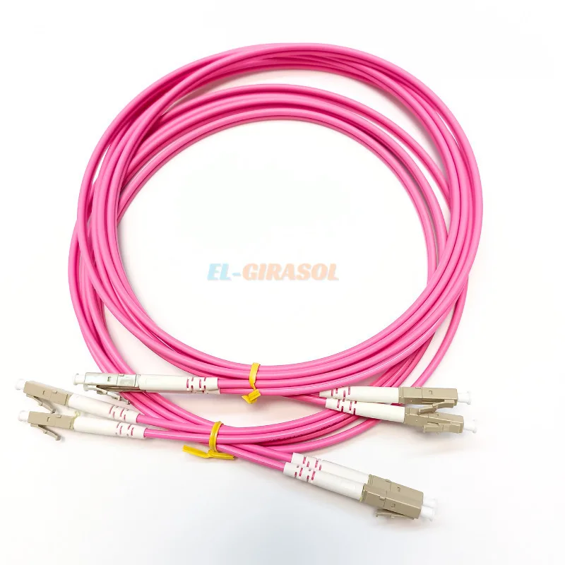 5pcs Fiber Optical Jumper Patch Cord LC UPC-LC UPC Multi-Mode OM4 3.0mm Multimode Duplex 1m/2m/3m/5m  Fibra Optica Jumper FTTH