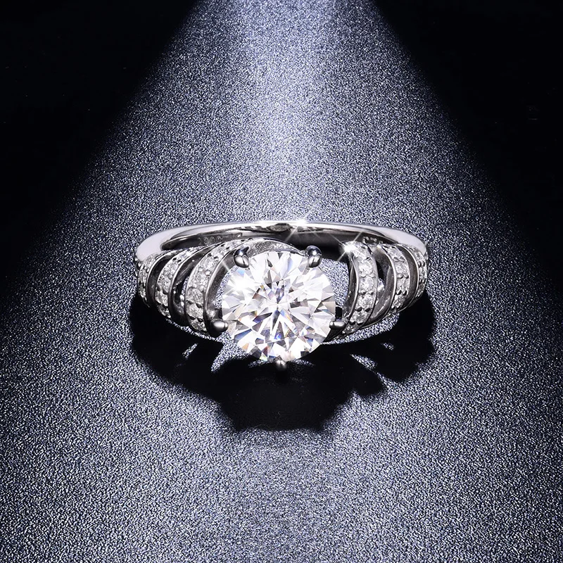 14K Gold Round IGI Lab-Grown Diamond Hoop Wedding Ring S925 Silver Moissanite In-Stock Ring Wholesale Custom