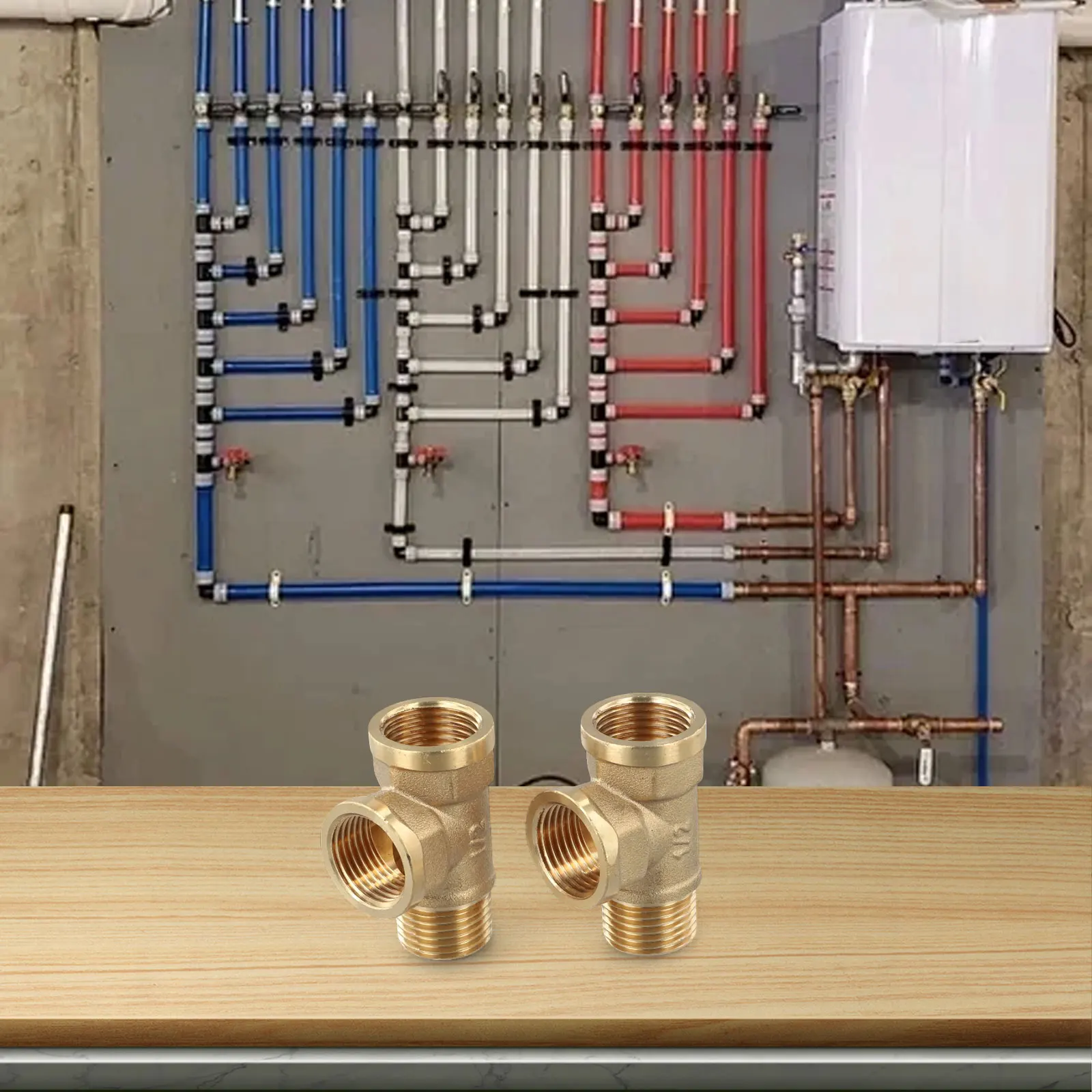 DN15 Pipe Fitting Brass T-tube Plumbing Installation Easy Installation Process High Temperature Tolerance For Pipe Connection