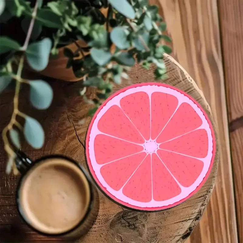 6 wooden anti-slip and heat-insulating coasters with fruit themes, gifts for the New Year's party in the living room