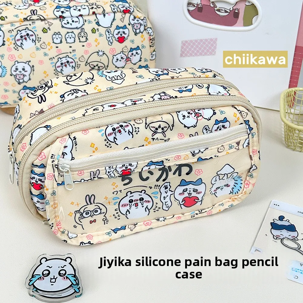 Chiikawa Pain Bag Pencil Case Large Capacity Stationery Pouch Usagi Hachiware Kawaii Zipper Pen Holder Student Gift Style