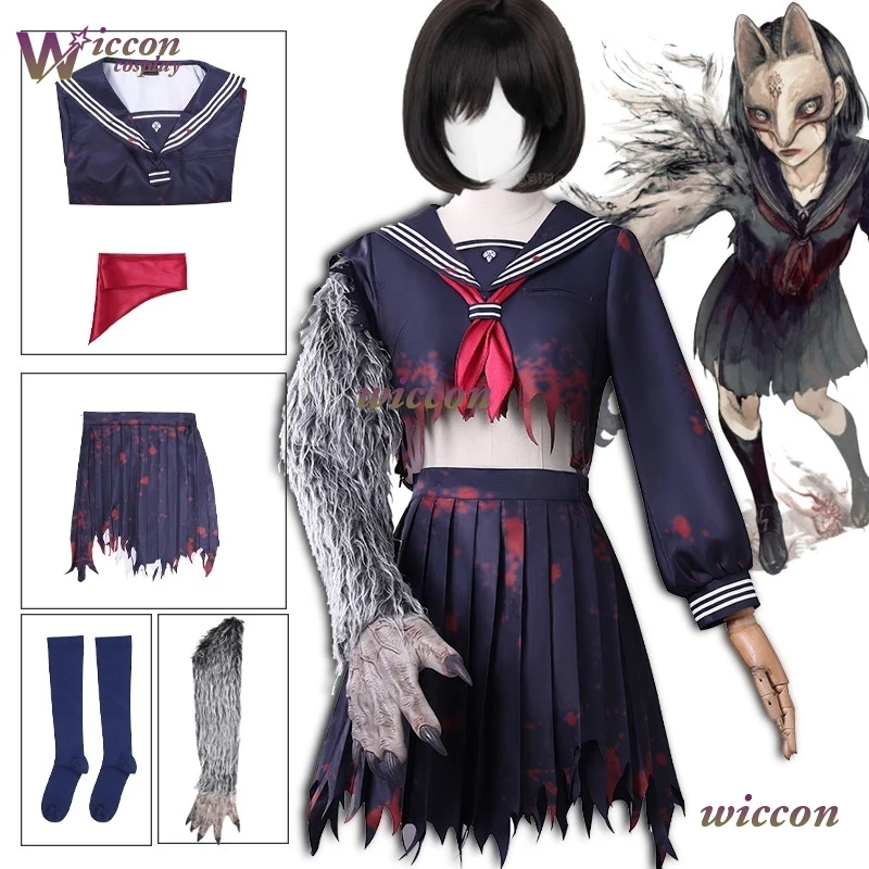 Comic/Halloween Hinako Shimizu juego de terror Silent f Hill roto azul marino blanco Jk uniforme mancha de sangre disfraz monstruo pata zorro aterrador