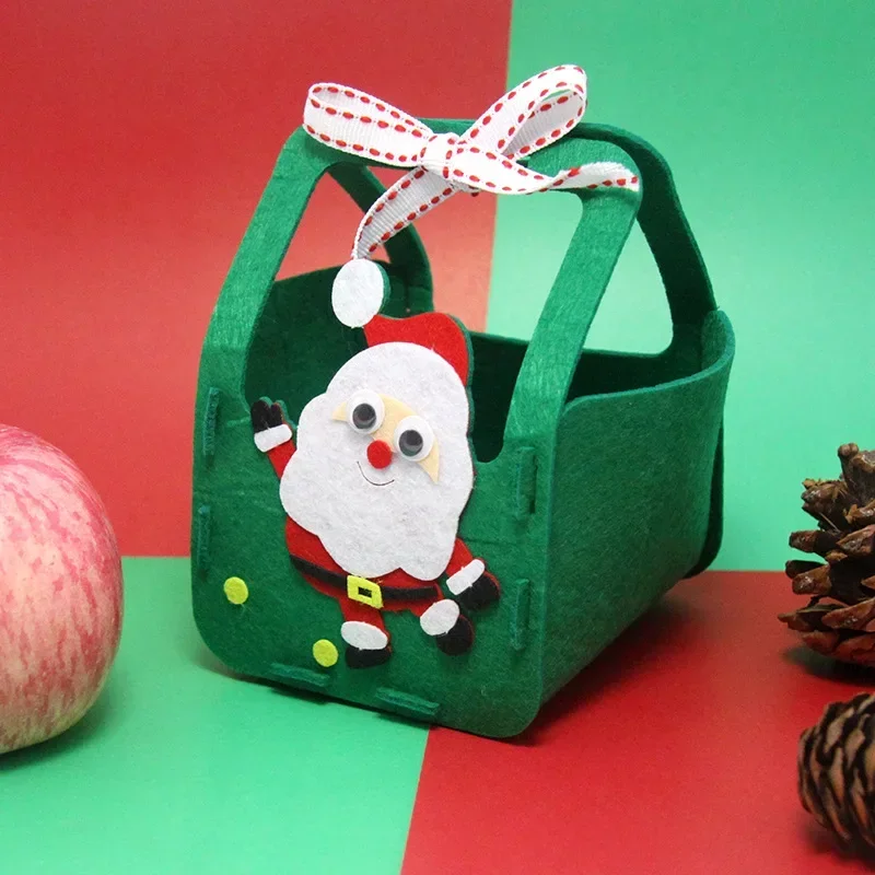 DIY Christmas Bag Kids Handmade Craft Toy Xmas Decoration Materials Kits Candy Box Handbag for Children Educational Toys Gifts