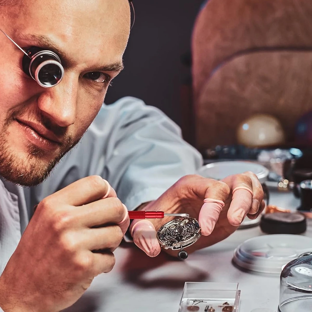 Leva delle lancette dell'orologio Sollevamento dell'ago dell'orologio Rimozione dell'accessorio per la riparazione dell'orologio (rosso + blu) Leva dell'ago dell'orologio per la riparazione di strumenti in lega