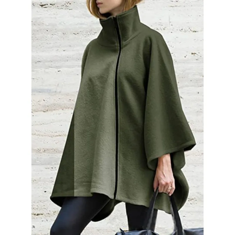 Women\'s S-2XL Size New Cape Zipper Stand up Neck Cape Cape Coat for Women trench coat for women  winter clothes women