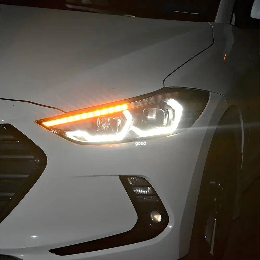 

For Hyundai Elantra 2016-2020 LED Auto Headlights Assembly Upgrade BMW Style 2 Projector Lens Car Front Lamps Accessories