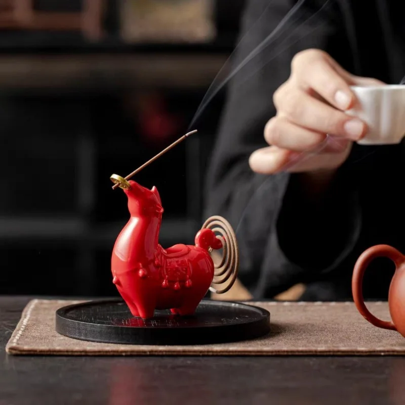 Ceramic White Horse Incense Burner Ornament Stick Censer Holder Home Decoration Modern Miniature Decorative