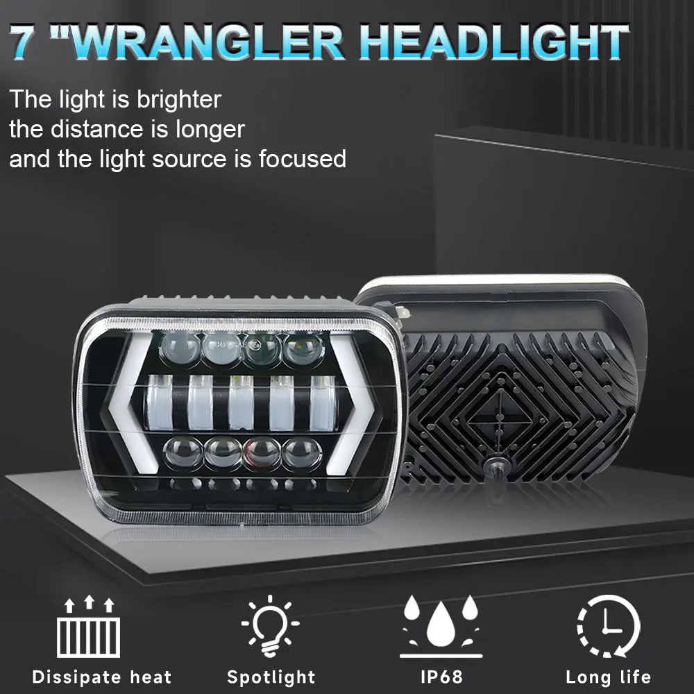 100W 7Inch Work Light LED Car Headlight High/Low Turn Signal for Jeep Wrangler Car Headlight Driving Light Headlight Off Road
