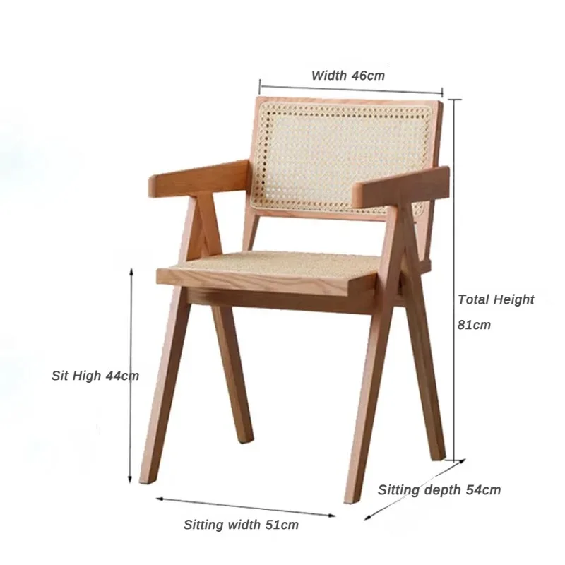 Designed Oriented Elegant Solid Wooden Rattan Chairs Modern Armrest  Lazy Chair Backrest Minimalist Chaises Furniture