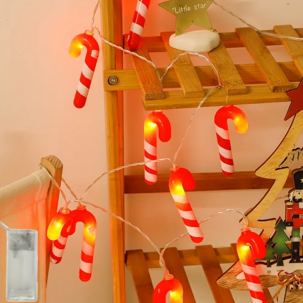 1.5M/3M Red Candy Cane Fairy Light String, Indoor Warm White Light Christmas Decoration, Battery Powered, Holiday Party Lighting