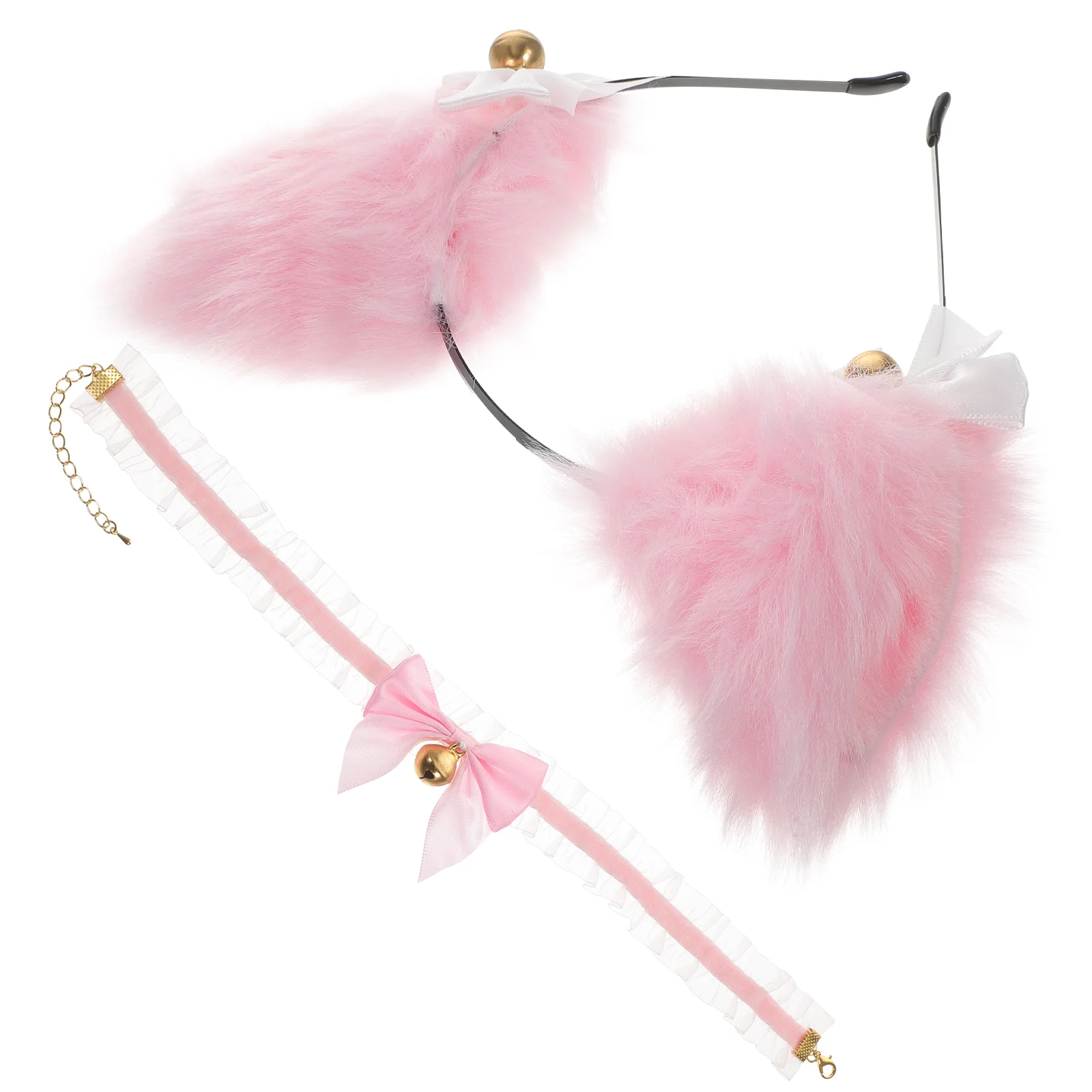

Cat Ears Headband Party Props Hairband Goth Necklace Cosplay Animal Metal Headbands