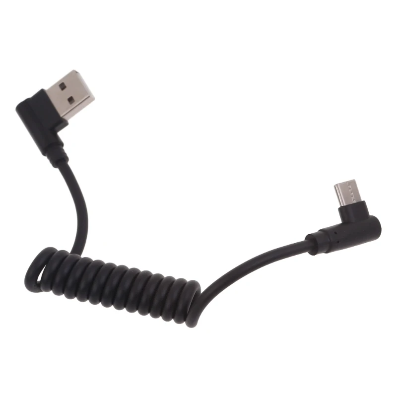 كابل USB إلى النوع C للسيارة، كابل قابل للسحب مجعد USB إلى USB C سلك شاحن سريع 60 وات محول نقل البيانات دروبشيبينغ