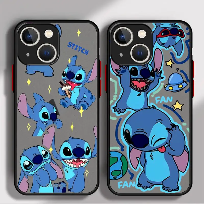 phone case for Apple iPhone 15 16 14 pro max 8 11 12pro xs x 13 mini Los casos matte frosted fundas Disney Stitch Angie Cool Art