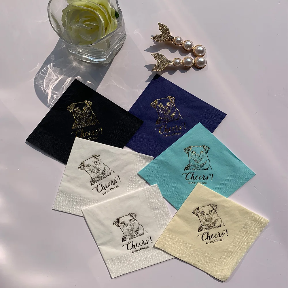 

Personalized Pet Wedding Cocktail Napkins, Custom Wedding Napkins, Dog Cocktail Napkins Wedding, Cat Wedding Napkins