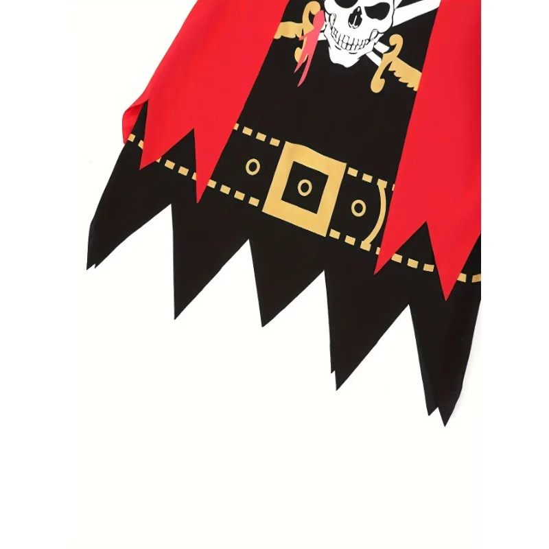 Ragazzi 5 pezzi Halloween Party Set di abbigliamento in stile pirata con accessori, inclusi camicia, pantaloni, benda sull'occhio, spada, mappa, portamonete,