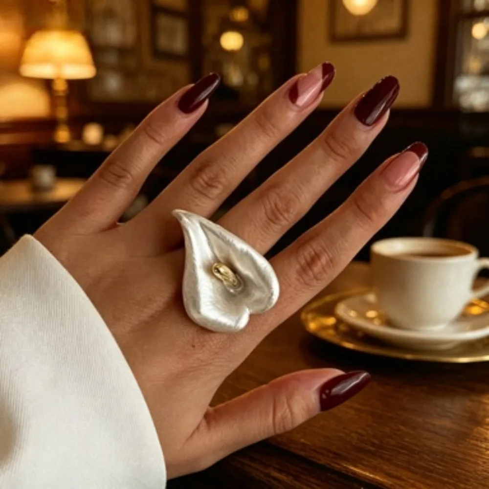 Exaggerated Personality Dripping Oil Enamel Calla Flowers Open Adjustable Rings for Women Unique Design Fashion Jewelry Gift