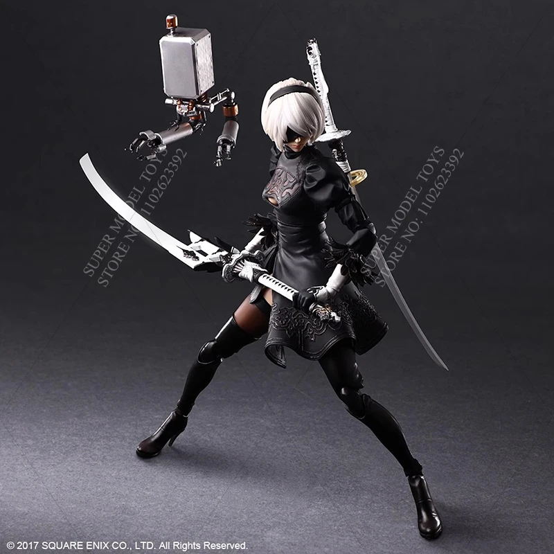 PLAY ARTS 1/6 Scale Female Soldier Nier Mechanical Era 2B DX Edition About 28cm Full Set 12-inches Action Figure Doll Gifts