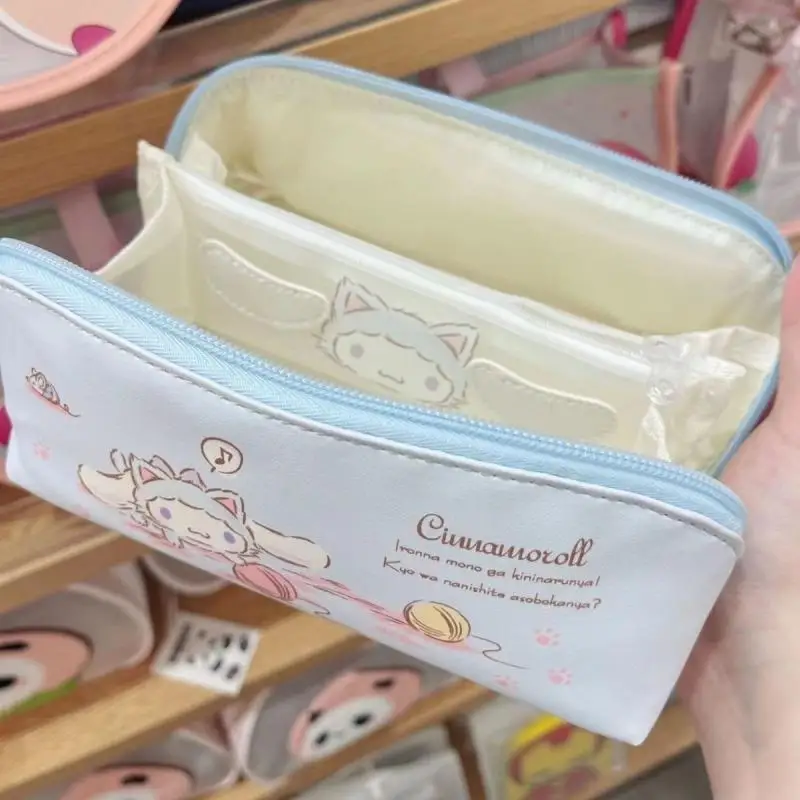 Sanrio Mymelody Cinnamoroll Cosmetic Storage Bag Kawaii Cartoon Student Pencil Case Large Capacity Multi-Functional Storage Bag