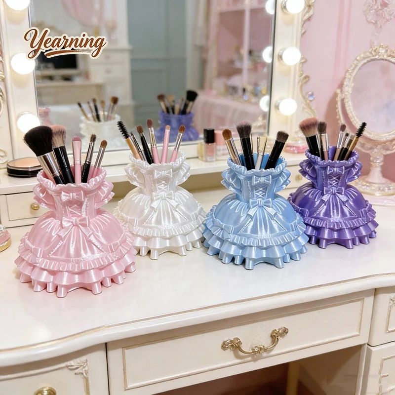 

3D Printed Princess Lolita Storage Box Cute Desktop Pen Holder Makeup Organizer Aesthetic Room Art Decor Gift