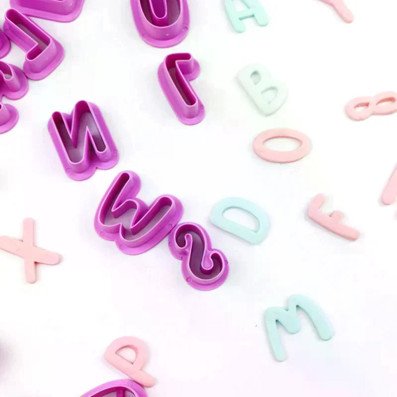 Plastic Cake Mould DIY Alphabet Letter Impress Biscuit Cookie Cutter Press Stamp Embosser Fondant Mold 1 Set Cake Stand New